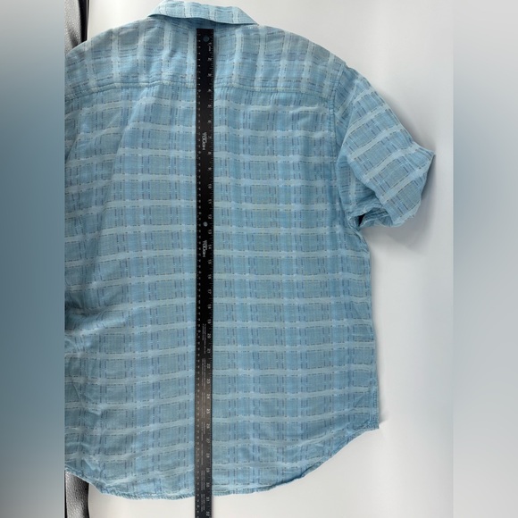 Carbon 2 Cobalt  Men’s Blue Sea‎ Change Chambray Patchwork Madras Gauze size M - Picture 12 of 14